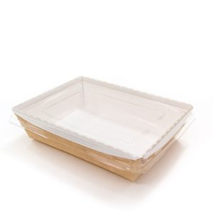 Контейнер бумажный с плоской пластиковой крышкой Crystal Box, Крафт, 800 мл